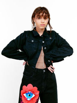 FREAKINS - Black Cropped Skullflower Jacket