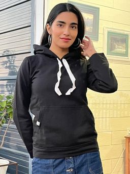 Tandul - Women Printed Black Hoodie