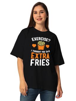 Status Mantra - Women's Black Round Neck Oversized T-Shirt