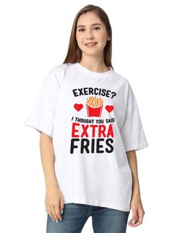 Status Mantra - Women's White Round Neck Oversized T-Shirt