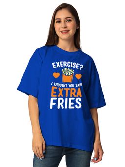 Status Mantra - Women's Navy Blue Round Neck Oversized T-Shirt