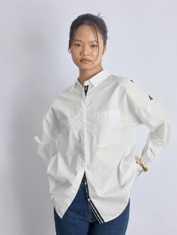 The Label Life - White Striped Overlap Back Shirt