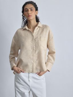 The Label Life - Beige Jute Lace Detail Shirt
