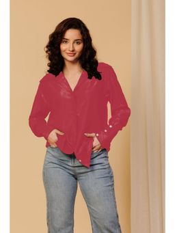 Urban Sundari - Women Pink Embellished Casual Shimmer Shirt