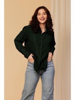 Urban Sundari - Women Green Embellished Casual Shimmer Shirt
