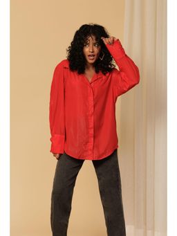 Urban Sundari - Women Red Embellished Casual Shimmer Shirt