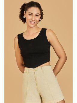 Urban Sundari - Casual Solid Women Black Top