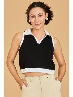 Urban Sundari - Casual Solid Women Black Top