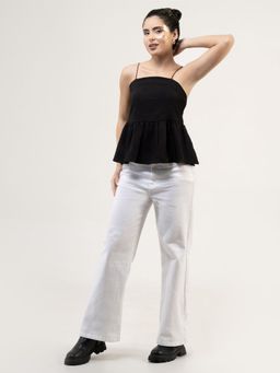 Urban Sundari - Women Black Sleeveless Peplum Top