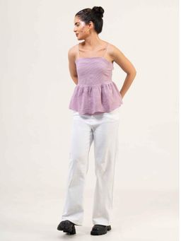 Urban Sundari - Women Lavender Sleeveless Peplum Top