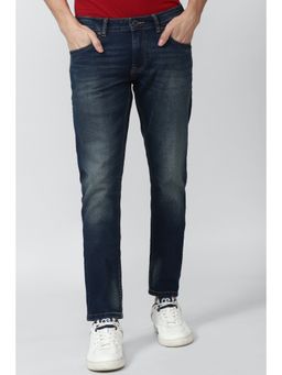 Peter England - Men Navy Mid Wash Low Skinny Fit Jeans
