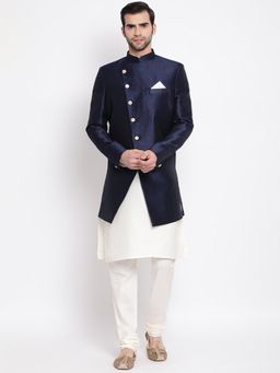 Vastramay - Men Navy Blue Viscose Ethnic Combo (Set of 3)