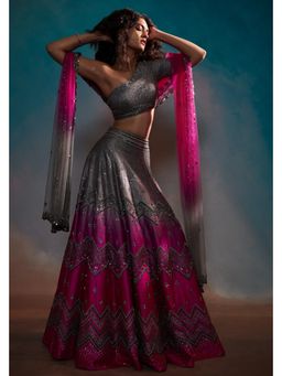 Anjali Kanwar - Grey Embellished/Sequined Tara Lehenga with Blouse and Dupatta (Set of 3)