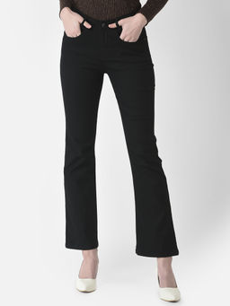 CRIMSOUNE CLUB - Women Black Wide Leg Jeans