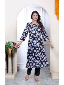 Doriyaan - Embroidery and Lace Work Black Pakistani Kurta with Pant (Set of 2)