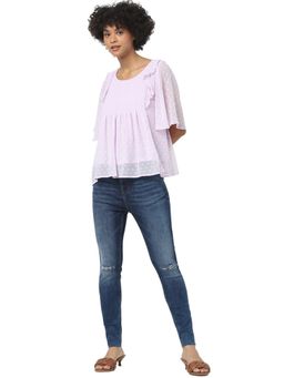 ONLY - Women Self Design Purple Top