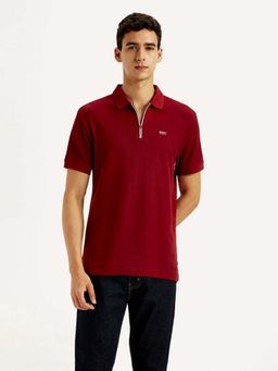 Levi's - Men Red Cotton Collar Neck Slim Fit Polo T-Shirt