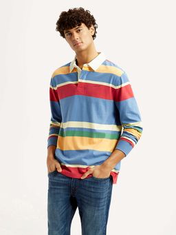 Levi's - Men Multi-Color Cotton Collar Neck Slim Fit Polo T-Shirt