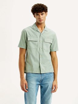 Levi's - Men Green Pure Cotton Collar Neck Relaxed Fit Shirt