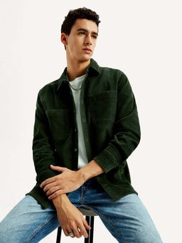 Levi's - Men Green Cotton Collar Neck Regular Fit Shirt