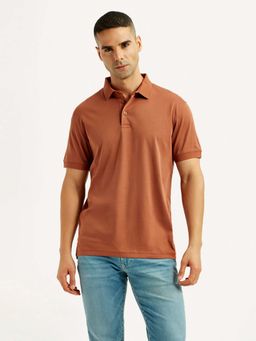 Levi's - Men Rust Knitted Collar Neck Slim Fit Polo T-Shirt
