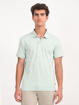 Levi's - Men Green Cotton Collar Neck Regular Fit Polo T-Shirt
