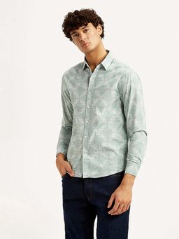 Levi's - Men Green Cotton Collar Neck Slim Fit Shirt