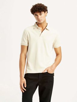 Levi's - Men Cream Cotton Collar Neck Slim Fit Polo T-Shirt