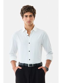 Snitch - Men Off White Nylon/Spandex Collar Neck Regular Fit Shirt