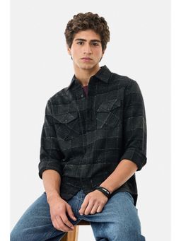 Snitch - Men Black Polyester Blend Collar Neck Regular Fit Shirt