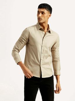 Levi's - Men Beige Cotton Collar Neck Slim Fit Shirt