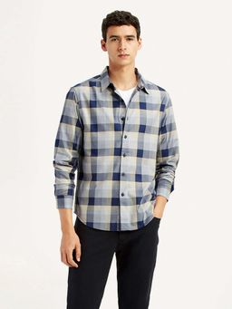 Levi's - Men Grey Cotton Collar Neck Slim Fit Shirt