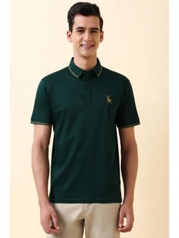 Allen Solly - Men Green Cotton Collar Neck Regular Fit Polo T-shirt