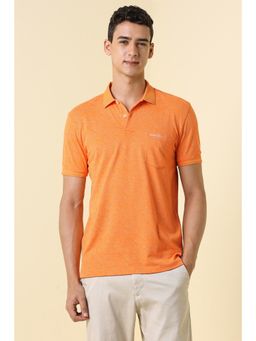 Allen Solly - Men Orange Cotton Blend Collar Neck Regular Fit Polo T-shirt