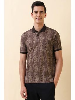 Allen Solly - Men Brown Cotton Collar Neck Regular Fit Polo T-shirt