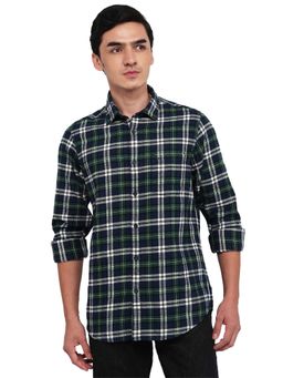 ColorPlus - Men Green Pure Cotton Collar Neck Slim Fit Shirt