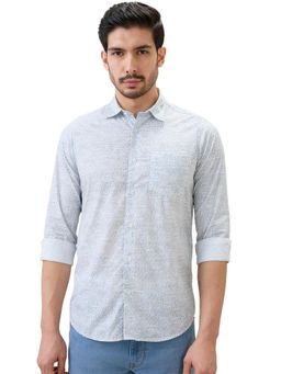 ColorPlus - Men Blue Pure Cotton Collar Neck Slim Fit Shirt