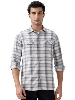 ColorPlus - Men Grey Pure Cotton Collar Neck Slim Fit Shirt