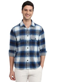ColorPlus - Men Blue Pure Cotton Collar Neck Regular Fit Shirt