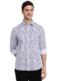 ColorPlus - Men Blue Pure Cotton Collar Neck Regular Fit Shirt