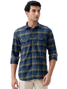 ColorPlus - Men Green Pure Cotton Collar Neck Regular Fit Shirt