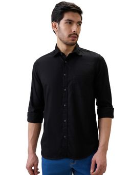ColorPlus - Men Black Pure Cotton Collar Neck Regular Fit Shirt