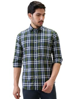ColorPlus - Men Green Pure Cotton Collar Neck Regular Fit Shirt