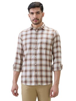 ColorPlus - Men Brown Pure Cotton Collar Neck Regular Fit Shirt