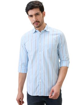 ColorPlus - Men Blue Pure Cotton Collar Neck Regular Fit Shirt
