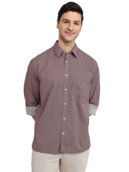 ColorPlus - Men Brown Pure Cotton Collar Neck Relaxed Fit Shirt