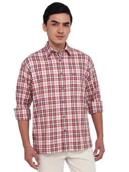 ColorPlus - Men Red Pure Cotton Collar Neck Relaxed Fit Shirt