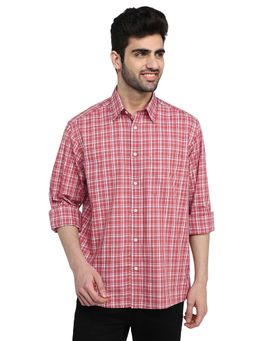 ColorPlus - Men Red Pure Cotton Collar Neck Relaxed Fit Shirt