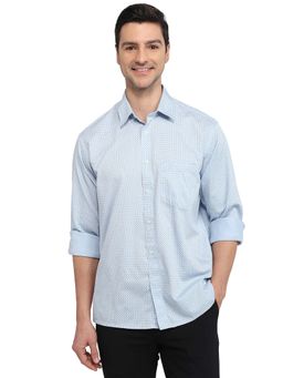 ColorPlus - Men Blue Pure Cotton Collar Neck Relaxed Fit Shirt