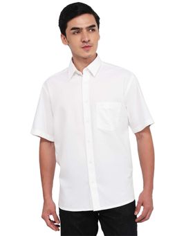 ColorPlus - Men White Pure Cotton Collar Neck Relaxed Fit Shirt